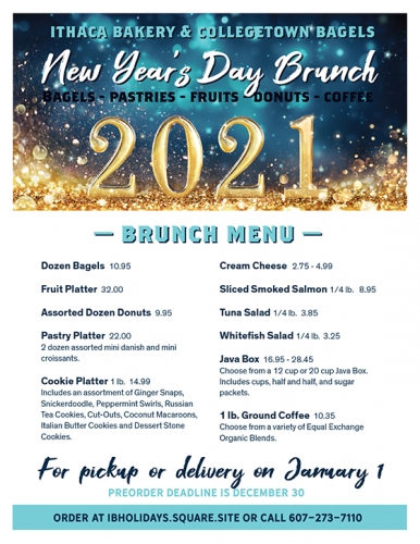 New Year&#039;s Day Brunch - Holiday Specials - Ithaca Bakery